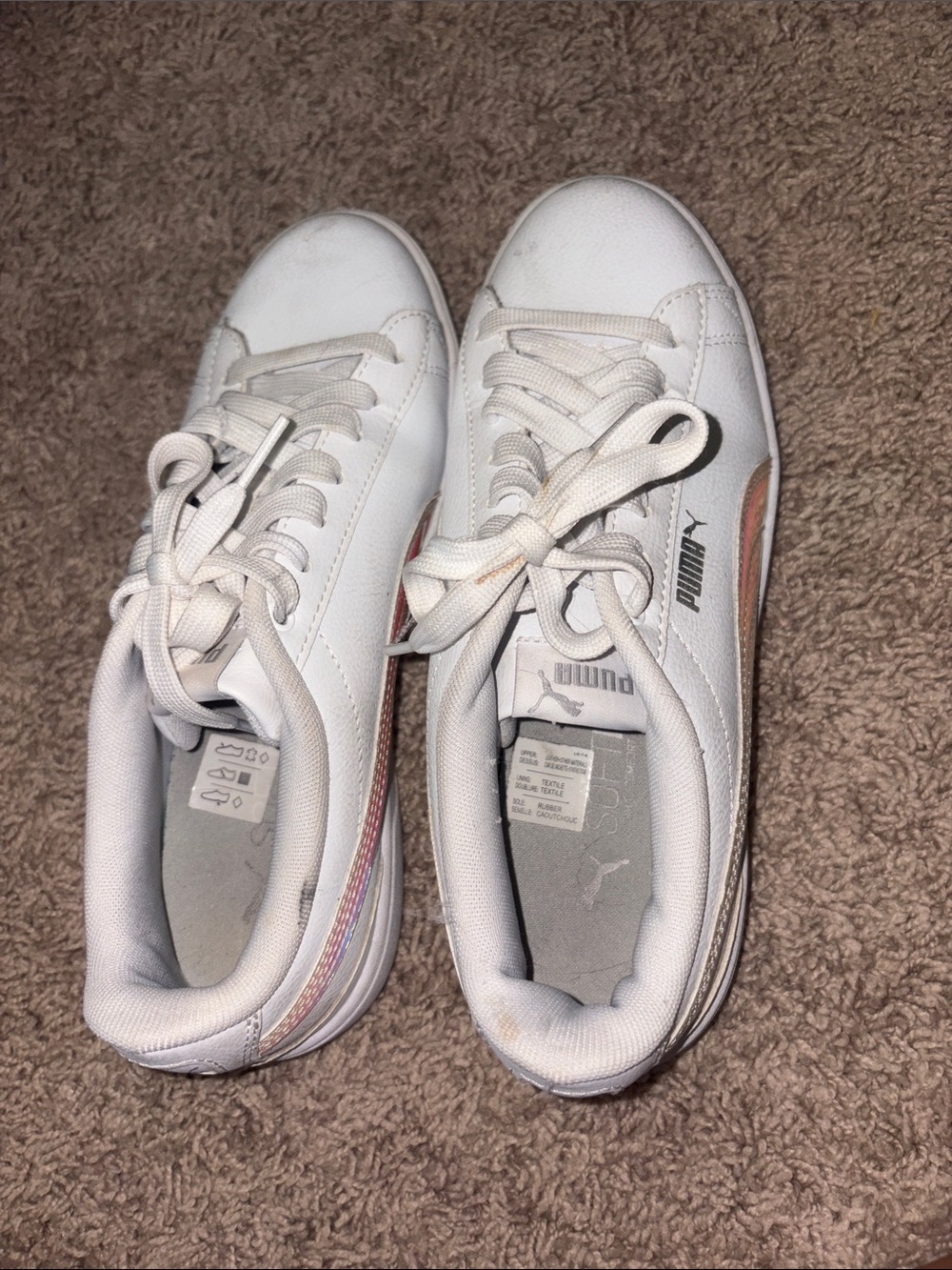 Puma White Low-Top Sneakers with Pink Accent